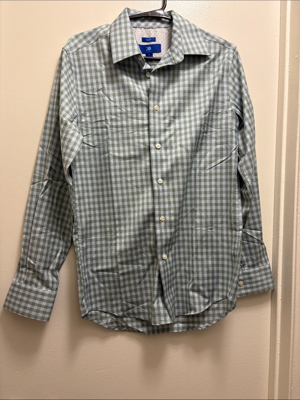 Egara Green Gingham Button-Up Dress Shirt